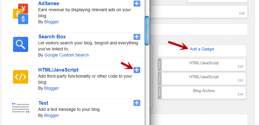 blogger html javascript gadget
