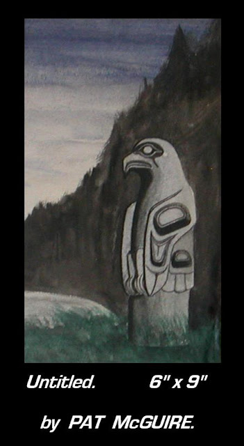 Pat McGuire painting Eagle totem pole