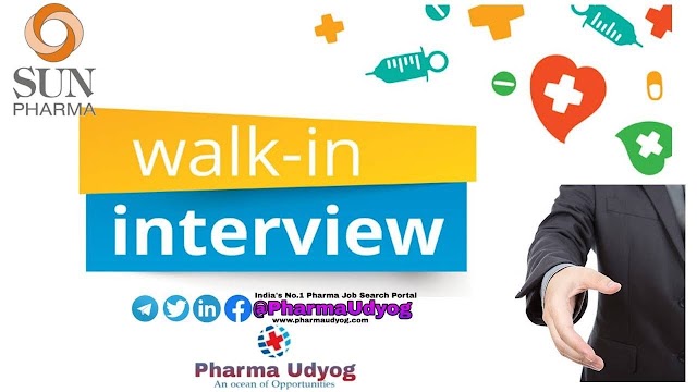 Sun Pharma | Walk-in interview for Production Department | 1 September 2019 | Silvassa