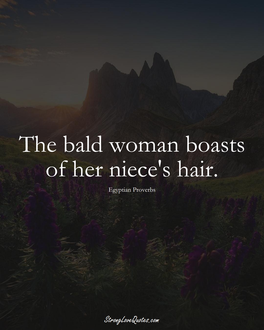 The bald woman boasts of her niece's hair. (Egyptian Sayings);  #MiddleEasternSayings