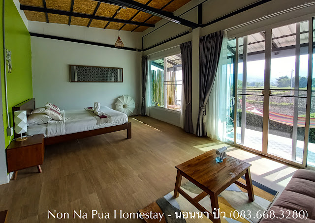 Room interior of Non Na Pua Boutique Homestay in Nan province, North Thailand