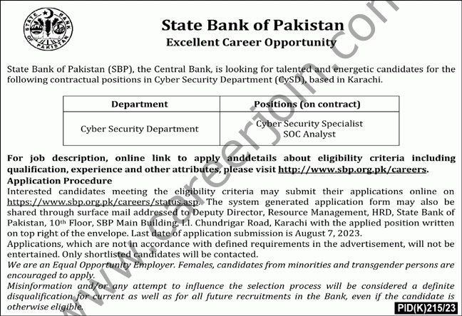 Jobs in State Bank of Pakistan SBP
