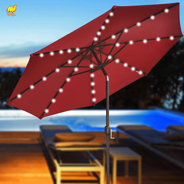 patio umbrella with solar lights