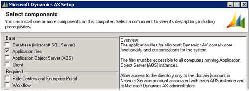 Dynamics AX 2009 Setup - Application files