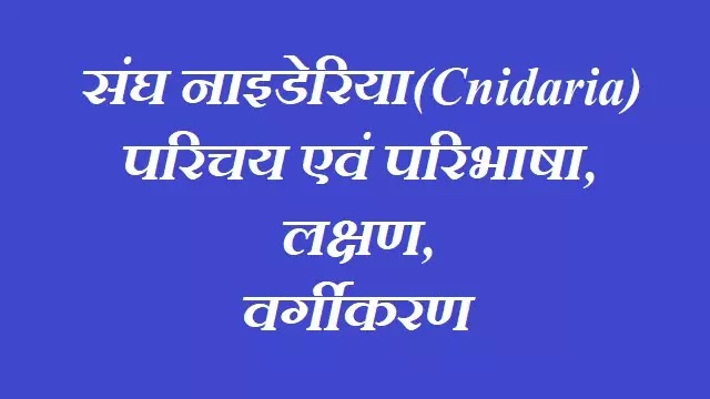 संघ नाइडेरिया (Cnidaria): परिचय एवं परिभाषा,लक्षण,वर्गीकरण|hindi