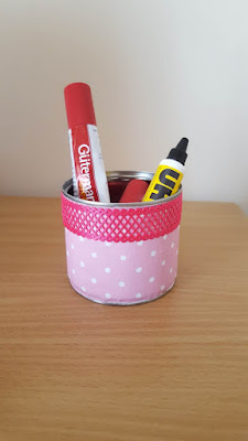 Upcycled fabric covered tin can