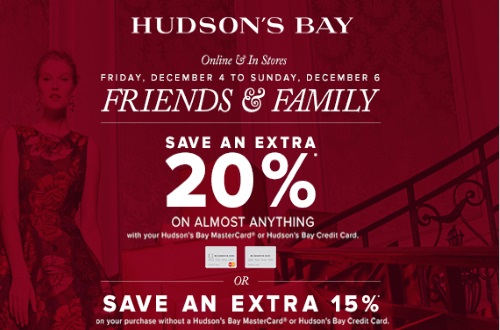 Hudson's Bay Friends & Family Extra 20% Off + 10% Off Beauty