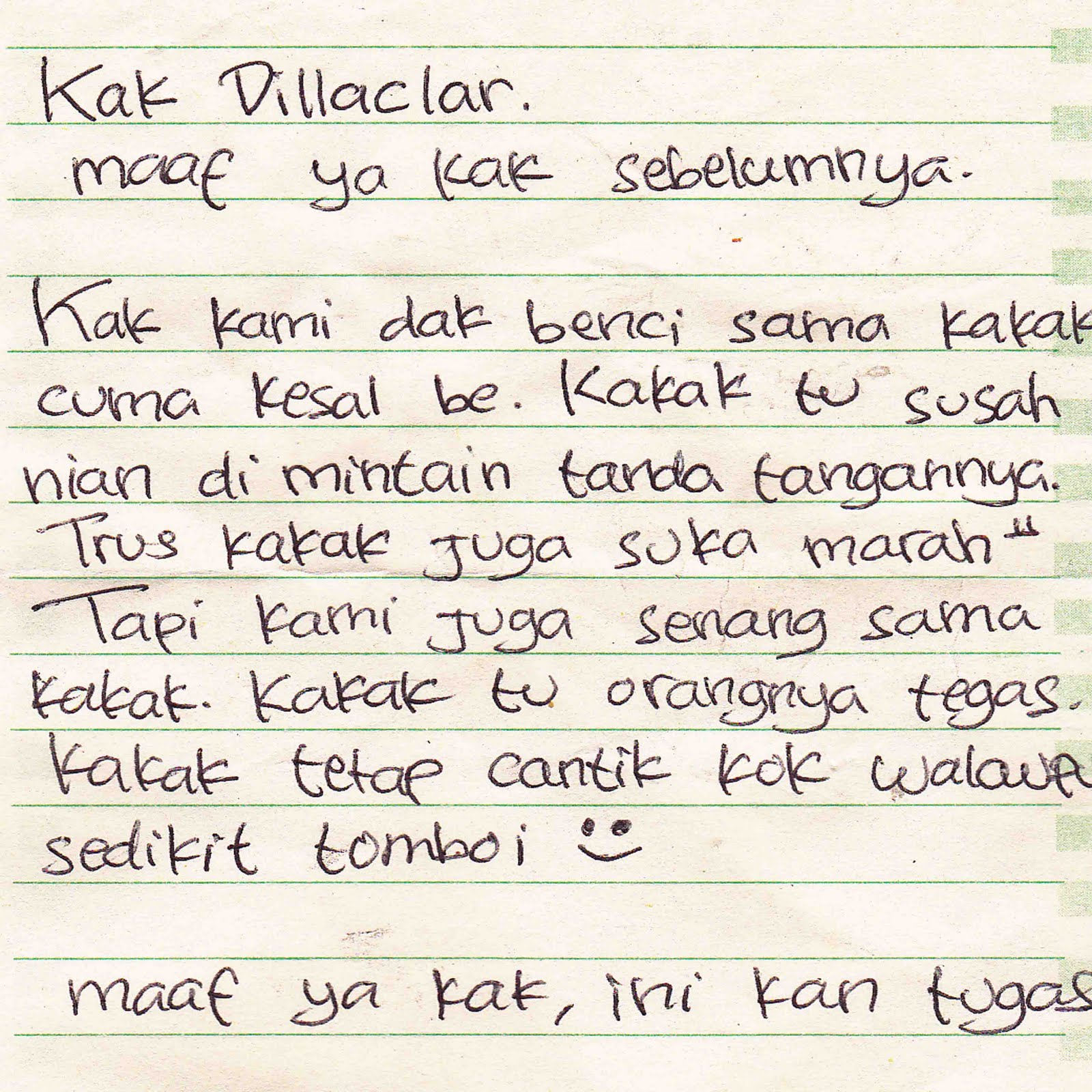 Surat Cina Dan Surat Benci MOS 2011 2012 Dear Dilla Clar Hallo