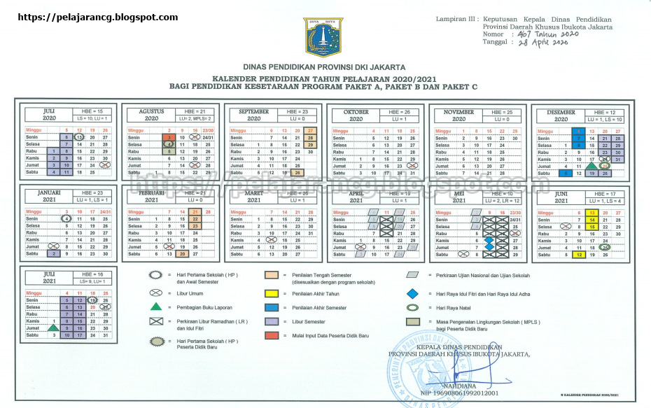  KALENDER  PENDIDIKAN TAHUN AJARAN 2021 2021  DKI JAKARTA 