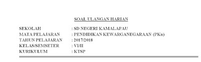 Soal Ulangan Harian PKn Kelas 6 Semester 2 