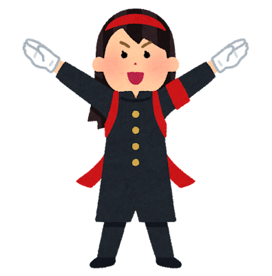 応援団のイラスト（紅組・女性）