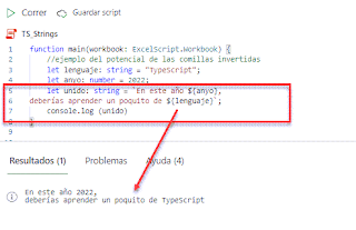 Office Scripts: Tipo de dato Strings básicos