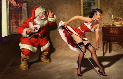 Santa witnessing a caning