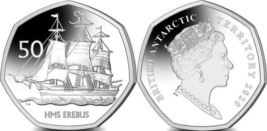 British Antarctic Territory 50 pence 2020 - HMS Erebus