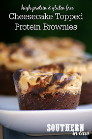 Low Carb Cheesecake Topped Protein Brownies Recipe - low fat, gluten free, high protein, low carb, low calorie, grain free