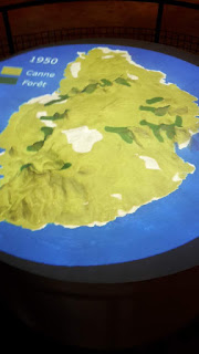 Eine Animation aus dem Zuckermuseum die den noch verbleibenden Wald (ab 1950 in dunkelgrün) zeigt.  Früher war die ganze Insel dunkelgrün.