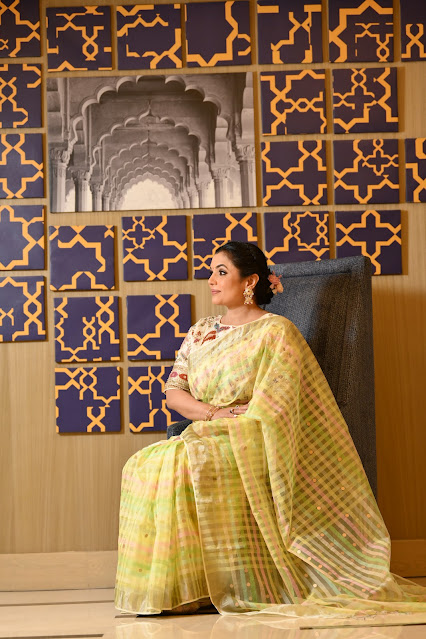 Embracing Elegance: The Multicolor Pastel Kora Silk Saree