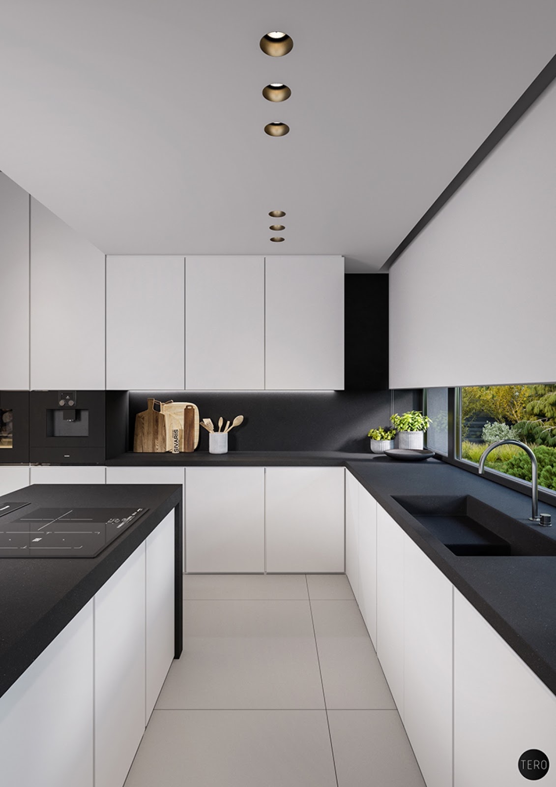 40 Desain Dapur Mewah Bernuansa Hitam Putih Rumah Minimalis