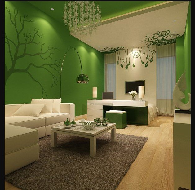 Drawing Room Painting Idea with green paint color