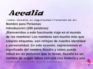 significado del nombre Accalia