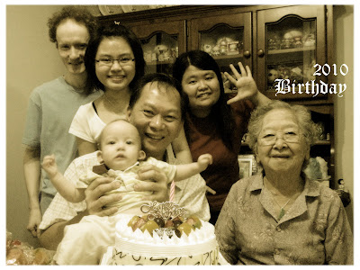 First Birthday Timmy, birthday cake, family photo