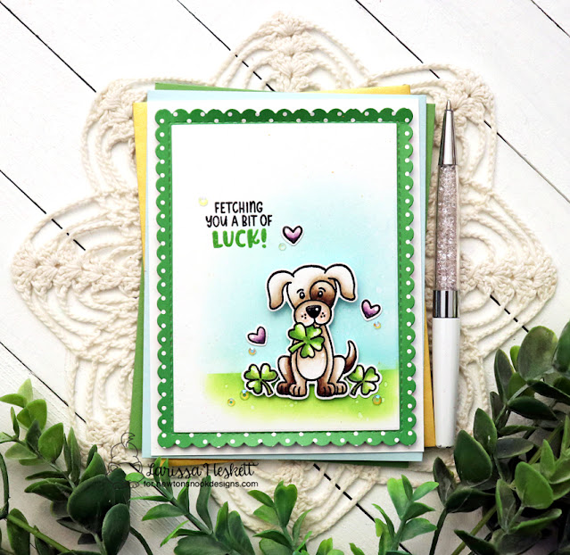 Fetching Luck Card by Larissa Heskett for Newton's Nook Designs using Lucky Dog Stamp Set and Die Set, Frames & Flags Die Set, Meowy Christmas Patterned Paper