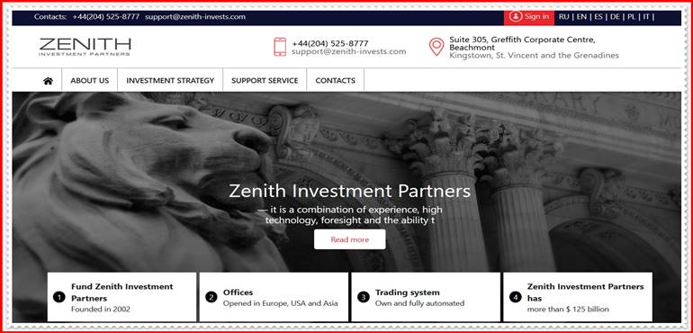 Мошеннический проект zenith-invests.com – Отзывы, развод, обман! Компания Zenith Investments мошенники