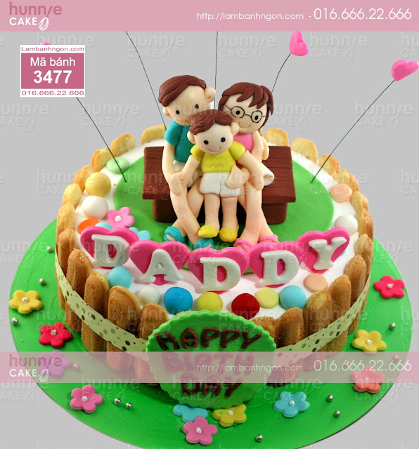 Bánh gato sinh nhật đẹp ấn tượng fondant tạo hình gia đình tặng vợ yêu
