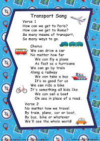 Lyrics of the ESL transportation song for children