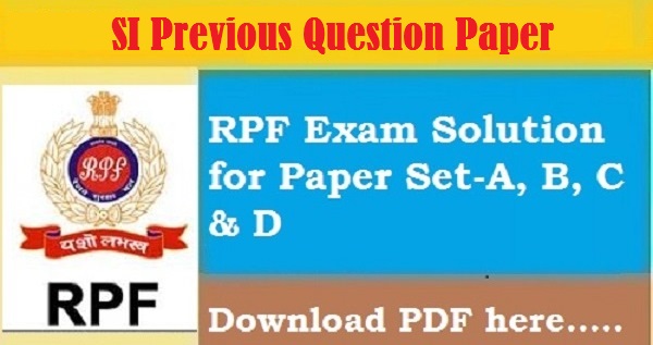 RPF SI Question Paper 2018