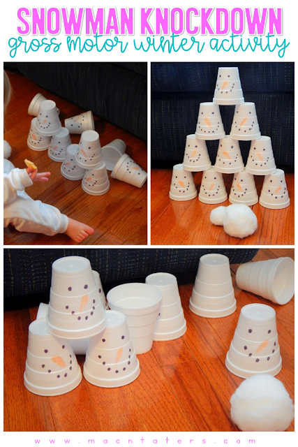 Snowman Knockdown Winter Themed Gross Motor Activity