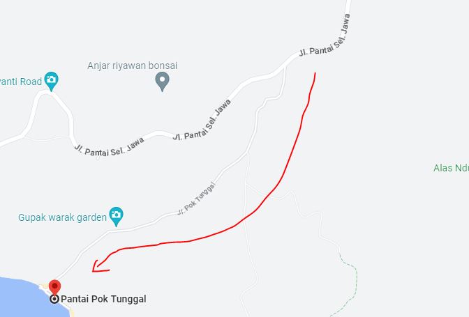 akses pantai Pok Tunggal