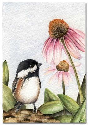 chickadee watercolour painting