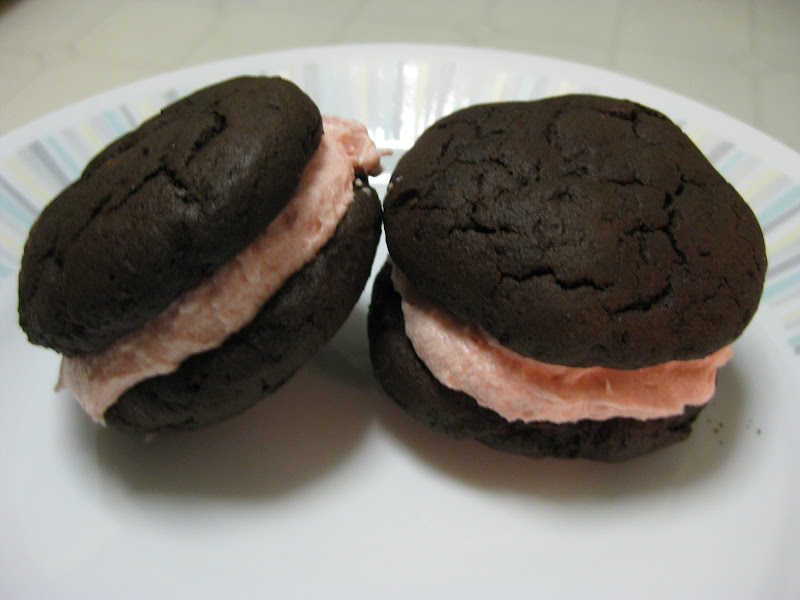 Chocolate-strawberry whoopie pies