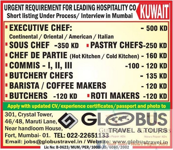 Hospitality company job's for Kuwait