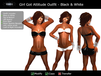 BSN Girl Got Attitude Outfit - Black & White