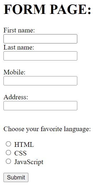 HTML Forms page
