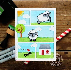 Sunny Studio Stamps: Comic Strip Everyday Dies Missing Ewe Thank Ewe Card by Vanessa Menhorn