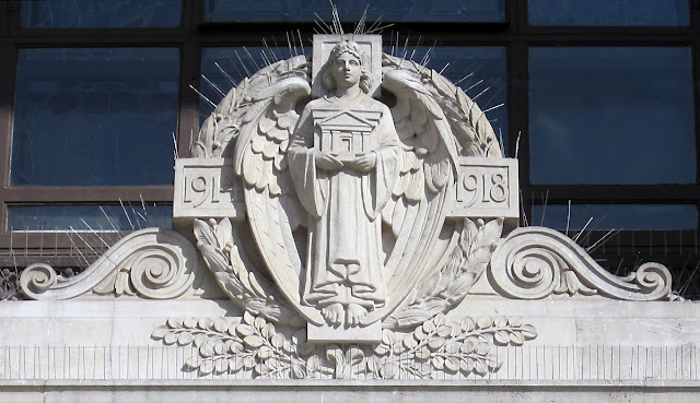 Over the door of the Freemasons' Hall on Great Queen Street, London. 10 April 2011