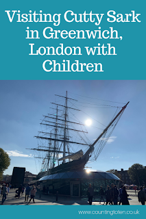 Image of the Cutty Sark with title: visiting Cutty Sark in Greenwich, London with Children