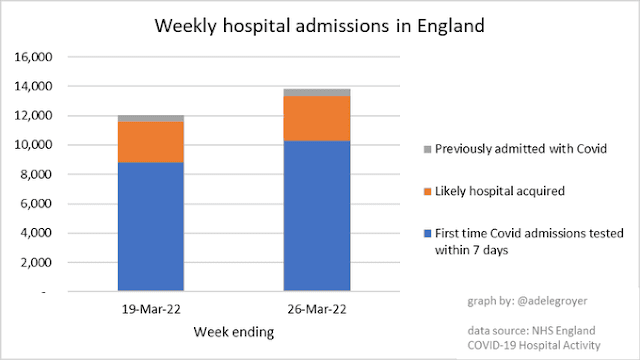 290322 Adele Groyer COVID Actuaries chart showing around 20% of hospital admissions for COVID are potentially hospital-acquired