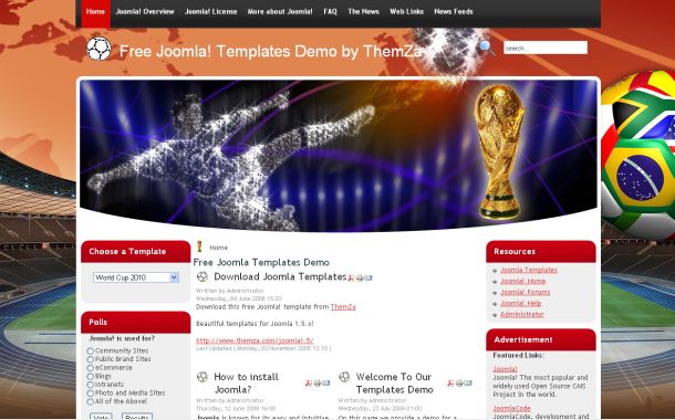 Free Soccer World Cup Joomla Theme Template