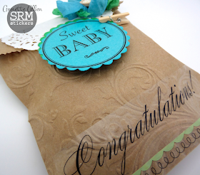 SRM Stickers - Sweet Baby Gift Bag by Annette - #kraft #bag #doilies #stickers #embossed