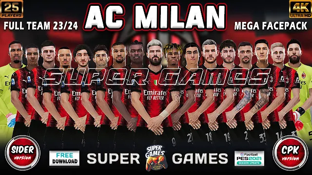 PES 2021 AC Milan Mega Facepack Season 2023-2024