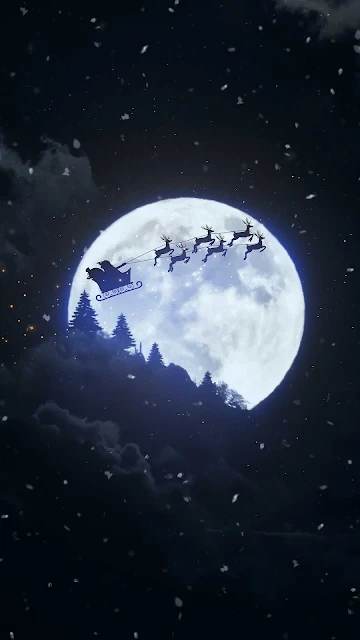 Noite De Natal Papai Noel Voando Com As Renas 4K é um papel de parede exclusivo de ultra-alta definição 4K disponível para download em resoluções 4K.