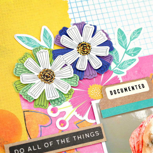 How to Layer Die-Cut and Dimensional Flower Embellishments on a Scrapbook Layout