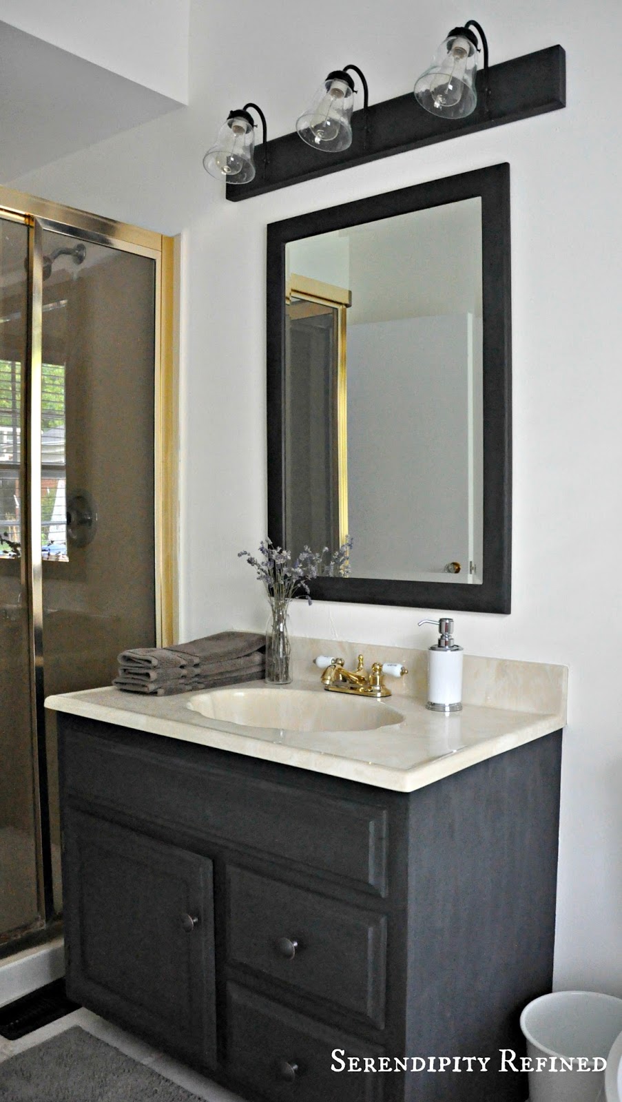 globes  Bathroom glass Serendipity to Brass Oak Fixtures How Refined: painting Update and