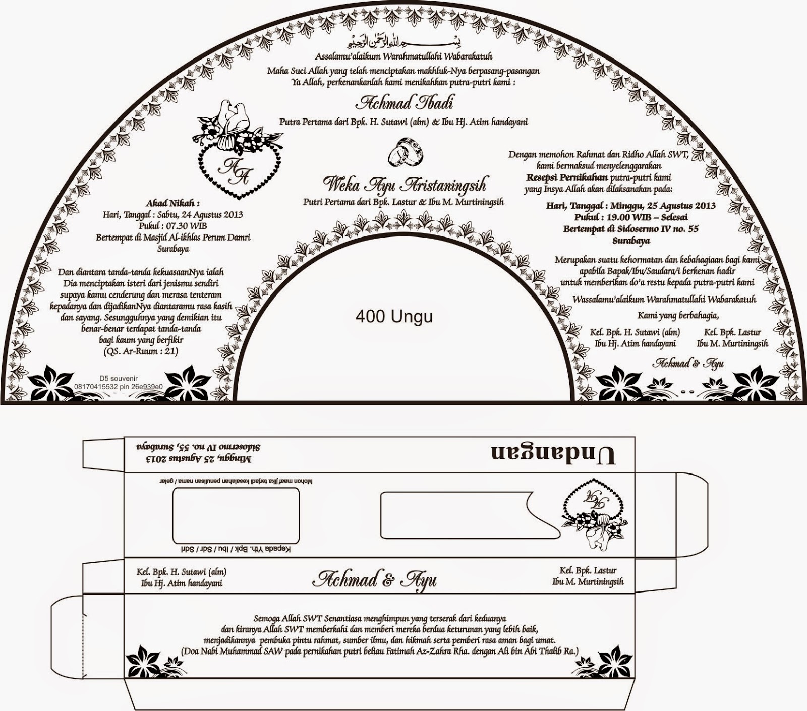 undangan unik, undangan pernikahan eksklusif, undangan kipas, desain kipas undangan, 