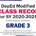 GRADE 3 MODIFIED E-CLASS RECORDS for SY 2020-2021 (Free Download)