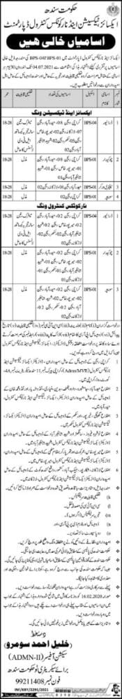 Excise Tax and Narcotics Control Department Latest Job || Last Date 18 June 2021